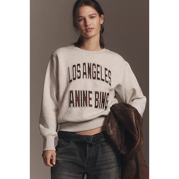 Anine Bing Tops - NWT Anine Bing Harry shrunken sweatshirt Oatmeal sie XL